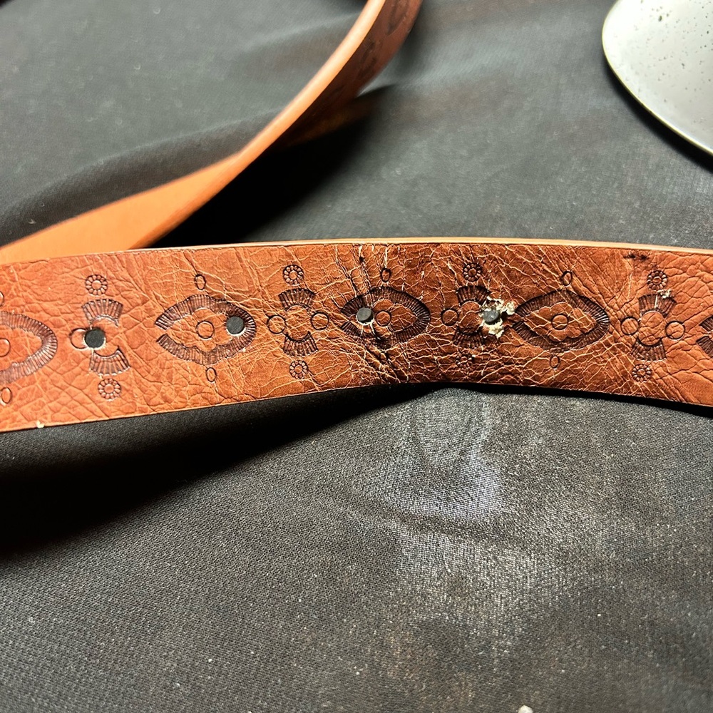 Blue and Brown Pleather  Belt with Turquoise Buckle. Unbranded - Picture 5 of 6